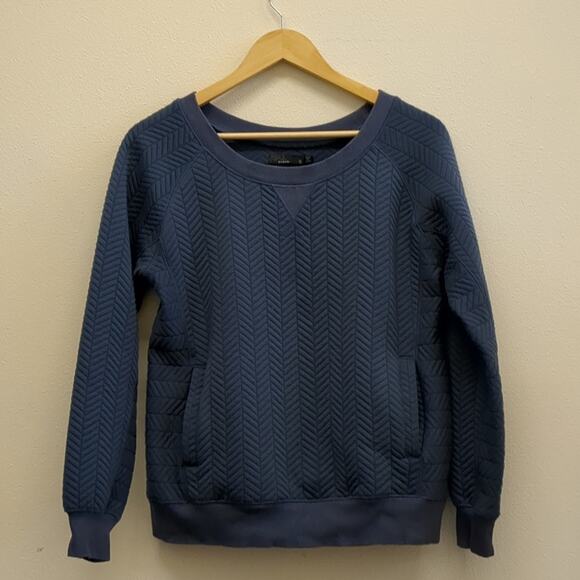 Prana blue cozy quilted sweater with pockets size S - Picture 2 of 8